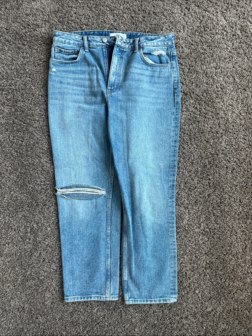Straight-Leg Distressed Women's Jeans in Light Blue